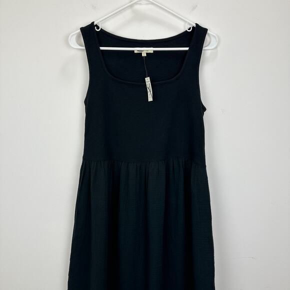 Madewell Knit Tank Midi Dress Black Minimalist Casual A Line Cotton Small NWT - Picture 8 of 16